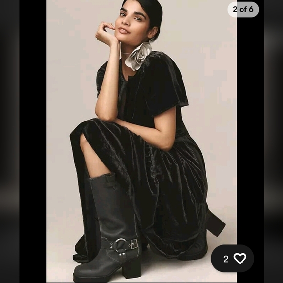 The Somerset Maxi Dress Velvet Edition Anthropologie Black Size Medium - Picture 2 of 11